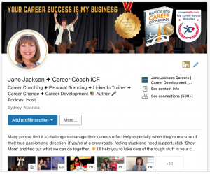 Jane Jackson, LinkedIn profile, LinkedIn, career coach