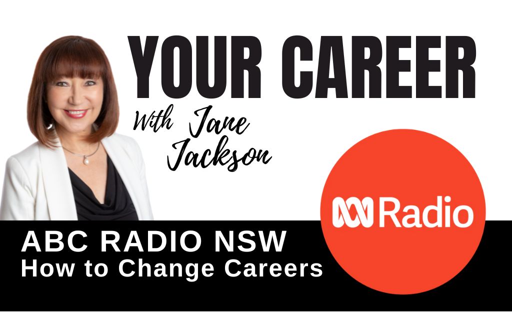 your career podcast logo, jane jackson headshot, career coach, career podcast, ABC radio logo, career change